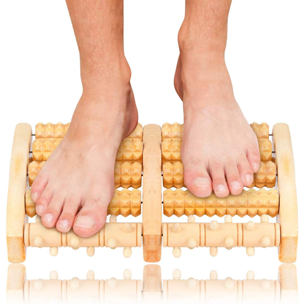 Acupressure Therapy Tool, Multi-Roller For Plantar Fasciitis Relief, Reflexology Foot Massager Promotes Blood Circulation, High-Quality Durable Wood,