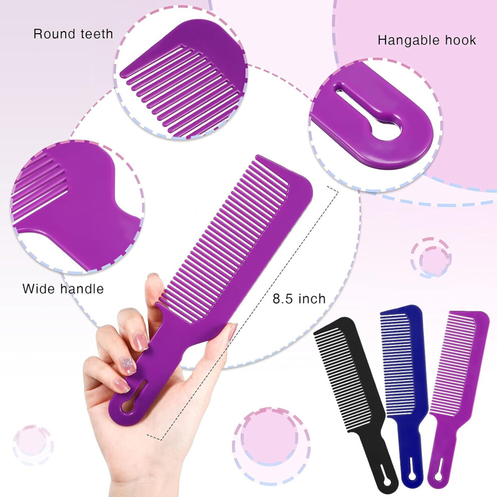 Stylish Barber Combs, Heat Resistant Flat Top Clipper Combs, Perfect For Hairstyles And Hairline, Lightweight Ergonomic Handle Combs, 3Pcs Set For