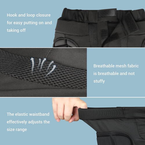 Protective Padded Shorts Snowboard,Skate, Inline Hip Tailbone, Pads With Adjustable Straps Black S 1