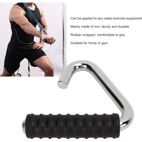 Pull up Handles Neutral Grip C Shaped Silver Universal Rubber Wrapped Dumbbell Attachment For Gym 1