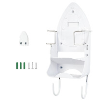 Iron Holder Organizer with Hook, Rust Resistant Wall Mounted Rack for Space Saving Laundry Room