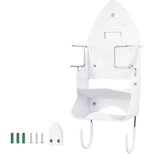Iron Holder Organizer with Hook, Rust Resistant Wall Mounted Rack for Space Saving Laundry Room 2