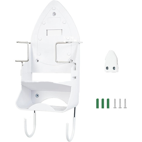 Ironing Board Holder Wall Mounted Rack with Hooks Rust Resistant Space Saving for Laundry Room 2