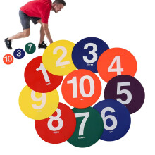Football Training Markers - 10 Non-Slip Flat Field Dots, Numbered Sports Discs for Soccer Practice Equipment