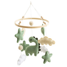 Bed Bell Mobile Soft Green Dinosaur Theme Safe Nursery Decor Calming Breathable Bedside Toy For Children