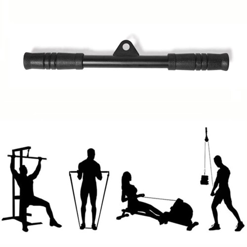 Lat pull bar, biceps straight bar, cable attachment pull bar for cable pull tower, triceps bar for gym, home muscle training.