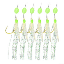 6pcs Freshwater Fishing Rigs with Mackerel Feathers, Luminous Hooks, Elastic Fish Skin, Sturdy Wire Core for Bass and Cod