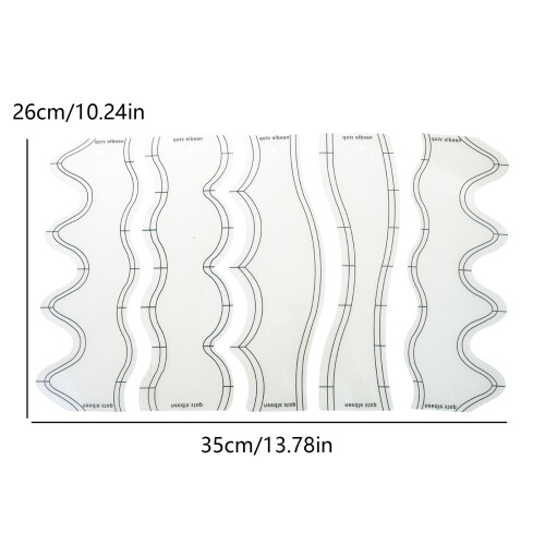 5 Pieces Clear Wave Edges Ruler Acrylic Quilting Stencils 2
