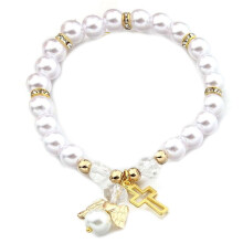 Graceful Blushes Pearls Bracelet-Cross Pearl Bracelet Gold