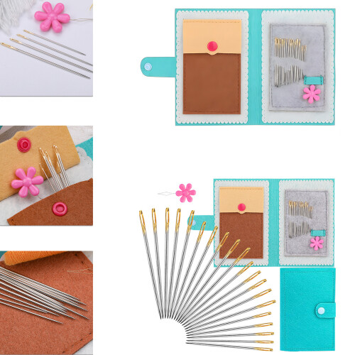 Big Eye Sewing Needle Set with Storage Bag for Threading Hand 1