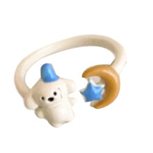Unique Adjustable Cartoon Rings Alloy Animal Jewelry-Moon puppy