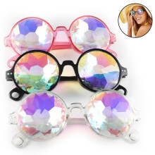 Festival-Rave-Brille mit Regenbogenspektrum-Technologie, Prismenbrille mit robusten Gläsern und verspiegeltem Facettendesign, stylische Lichtshow