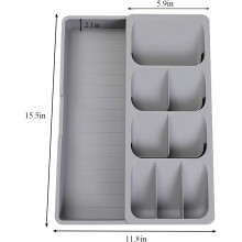 Vassoio portautensili espandibile per cassetto portaposate, organizer da cucina in plastica regolabile con base antiscivolo, porta posate con