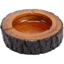 Wooden Cigar Ashtray for Men, Elegant Art & Decoration 5.5 Inch Round, Durable Solid Wood Ashcatcher for Home, Office, Outdoor Smoking