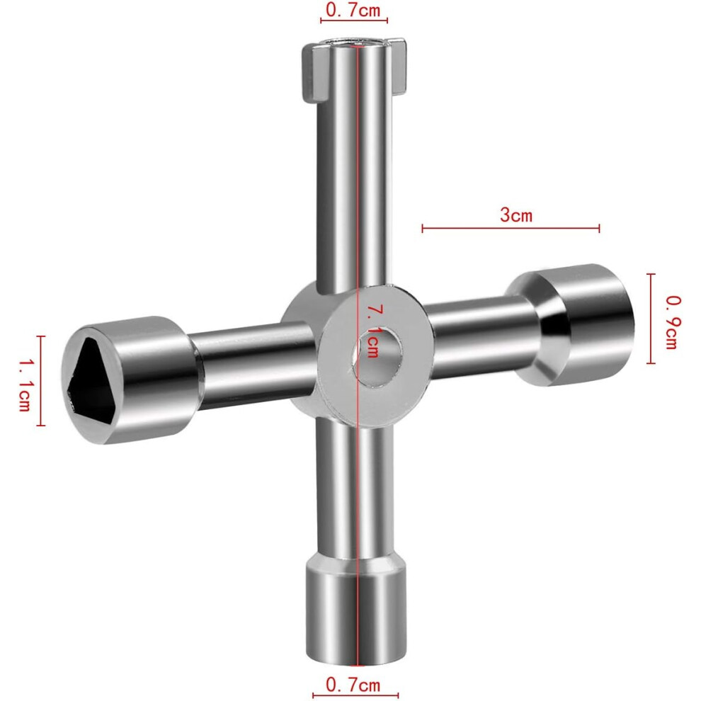 Multi-Functional Utilities Key Suitable For Public Places, Rust Resistant Zinc Alloy Plumbing Key Wrench With Cross Shape Design And Wide Application 9128293455312