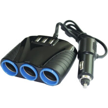 Revoluční rozbočovač zapalovače cigaret do auta, 3 zásuvky + 3 USB porty pro komplexní řešení napájení, snadná instalace a široká