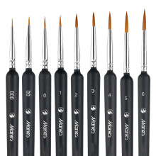 Pinceau de précision, manche triangulaire ergonomique pour aquarelle, acrylique et peinture miniature, kit de 9 pièces avec tubes de protection