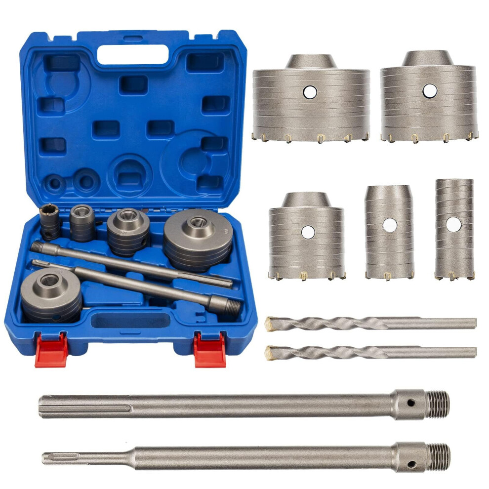 Concrete Hole Saw Kit With Carbide Tipped Masonry Drill Bits For Brick, Tile And Stone Cutting 9365049995955