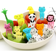 Herbruikbare voedselprikkers in de vorm van dieren, 10 stuks cartoon dierenprikkers, gezonde geurloze lunch- en bento-vorkjes voor kinderen, perfect