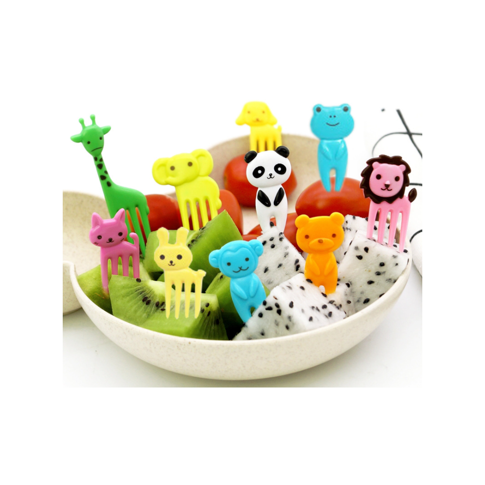 Cartoon Animal Toothpicks For Kids, 10PCS Reusable Easy Clean Animal Food Picks, Perfect For Lunch Bento Forks And Party Supply, Bento Decoration Box