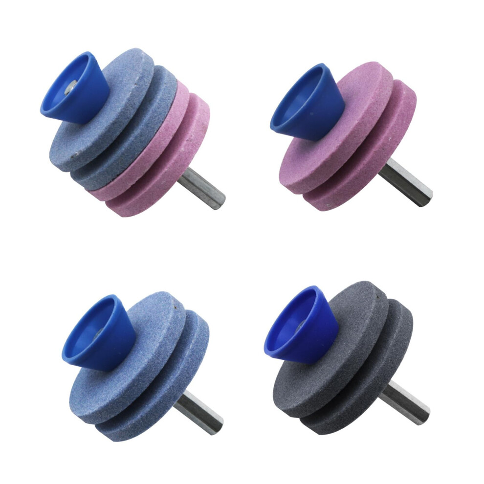 Lawnmower Sharpener 4Pcs Corundum Quick Sharpening Stones For Power Drill Garden Tools Easy To Use 9382693243034
