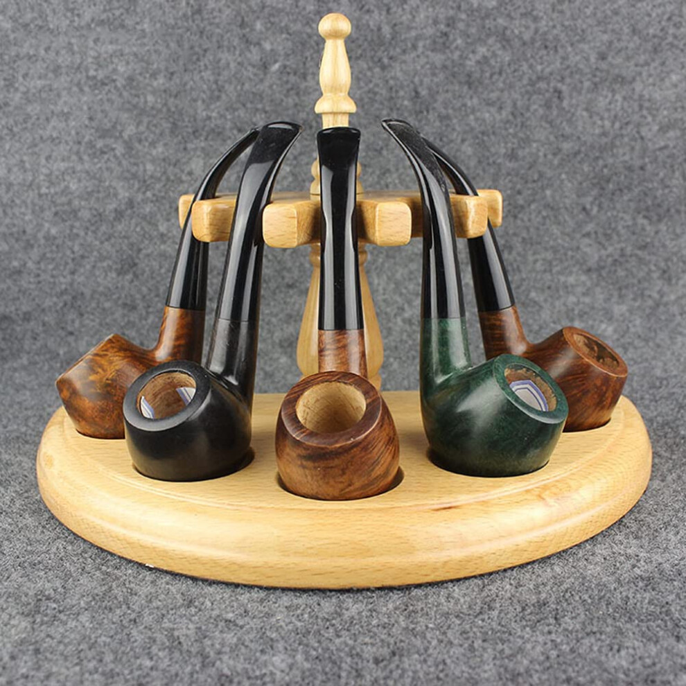 Smoking Pipe Rack - Wooden Tobacco Pipe Stand Holder for 5 Pipes, Durable and Practical Wooden Display Rack