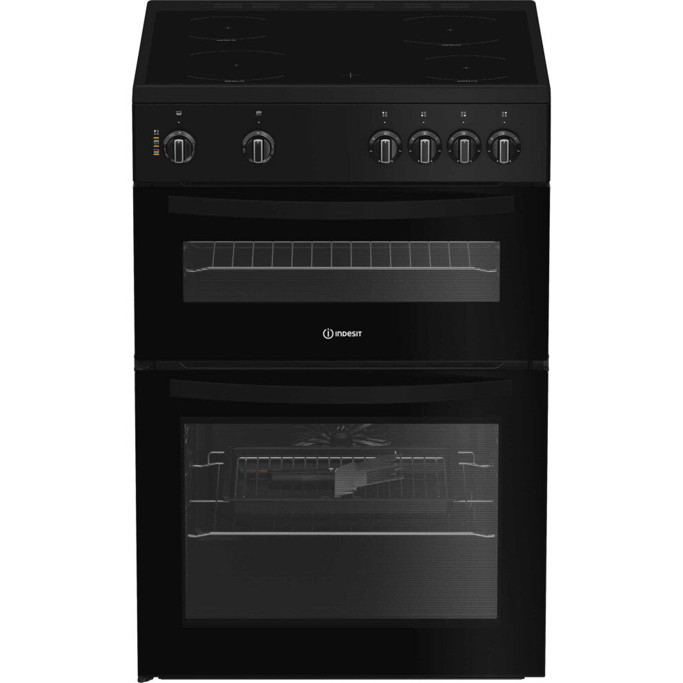 Indesit 60Cm Electric Cooker With Ceramic Hob - A Rated Black