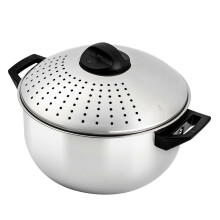 Stainless Steel Pasta Pot with Strainer Lid and Locking Function 4.8 Quart for Cooking Pasta, Vegetables, or Sauce
