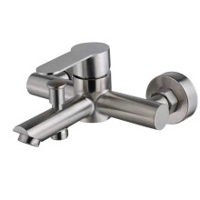 SUS 304 Stainless Steel Wall Mounted Tub Faucet Shower Mixer  Flow Bathroom Sink Faucets, Two Spout, Single Handle, Spot Resist Brushed Nickel