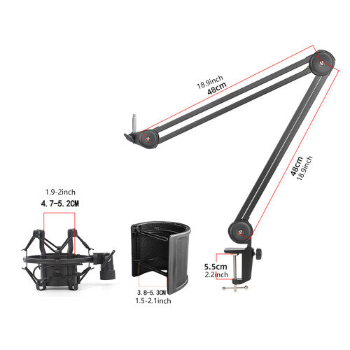 Verstelbare metalen microfoonhouder-39W witte U-vormige m 2