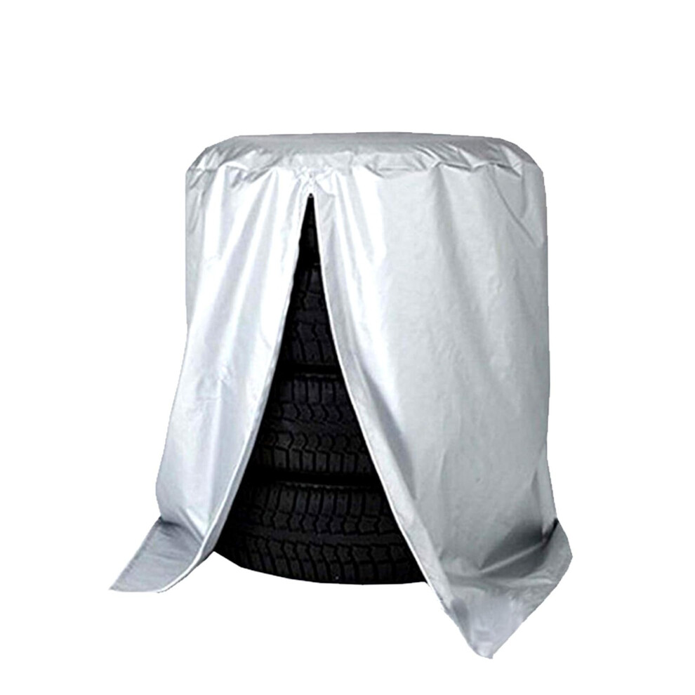 Waterproof Car Tire Cover With Zipper, Universal 210D Oxford Tire Storage Bag 73X110cm Silver 9189345088568