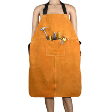 Protective Welding Bib, 6 Tool Pockets Heavy Duty Apron for Fabricators, Rivet Design On Pocket Edge with Fully Adjustable Waist Strap, Flame Resistan