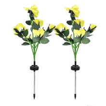 Luminárias de jardim à prova d'água com estaca, flores artificiais realistas, luzes decorativas solares em formato de rosa, econômicas e que
