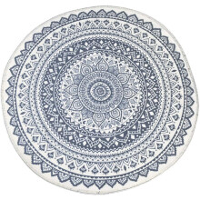 Vintage Bohemian Area Rug, 100% Natural Unbleached Cotton Woven Mat with Non-Shedding Art Inspired Design for Boho Home Decor