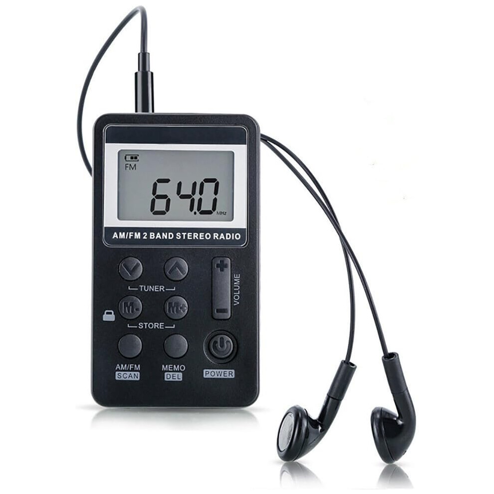 Mini Am Fm Radio With Digital Clock Function, Dsp Digital Tuning Portable Receiver, Lock Switch Design For Uninterrupted Listening 9340258553882