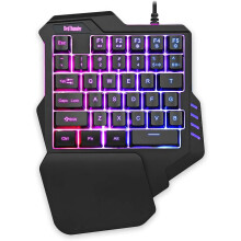 Teclado gamer portátil com sensação mecânica, para uso com uma só mão, teclas multimídia com letras que brilham no escuro, mini teclado gamer