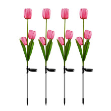 Wasserdichte Solar-Gartenleuchte mit elegantem Tulpen-Design, LED-Außenleuchte für Garten, Terrasse und Rasen mit flexiblem Stiel und langlebiger