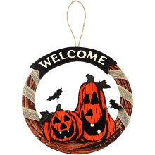 Service satisfaisant, décoration d'Halloween adorable : couronne de citrouilles d'Halloween de haute qualité à suspendre, décoration pour porte