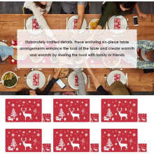 Jogos americanos festivos de Natal, design elegante, antiderrapantes, resistentes ao calor e laváveis, para decoração de mesa de jantar, com