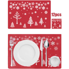 Christmas Themed Washable Placemats, Heat-Resistant Durable Table Set With Non-Fading Design For Home Office Decor