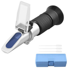 Brix Refractometer with ATC Brix 0-80% Handheld Sugar Measurement Tool with 3 Pipettes for Fruit and Food Testing Black