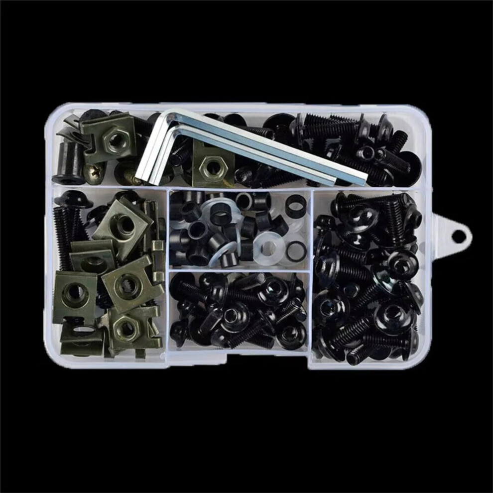 Motorcycle Fairing Bolts Kit 177Pcs Cnc Aluminum Windshield Screws Nuts Easy Install Black 9426802351347