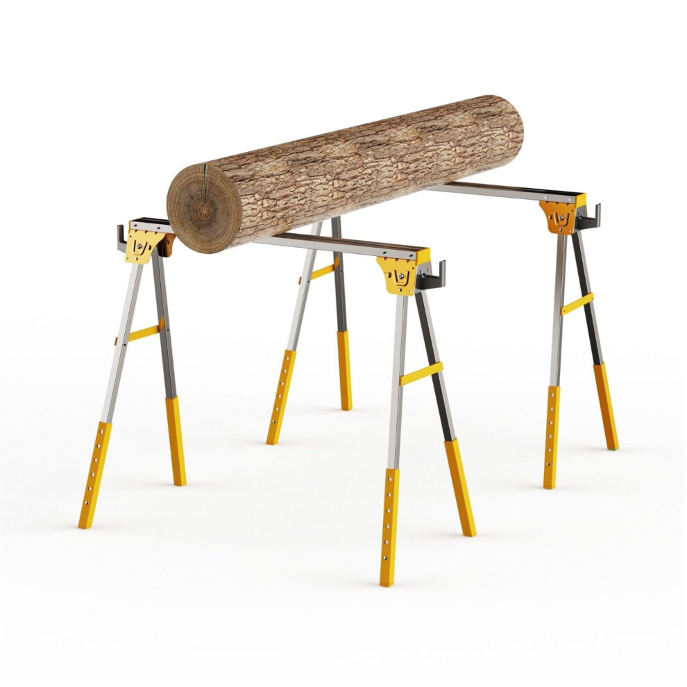 Folding Workbench With Log Holder For Cutting Wood, Sturdy Twin Pack Heavy Duty Sawhorse 9189345089053