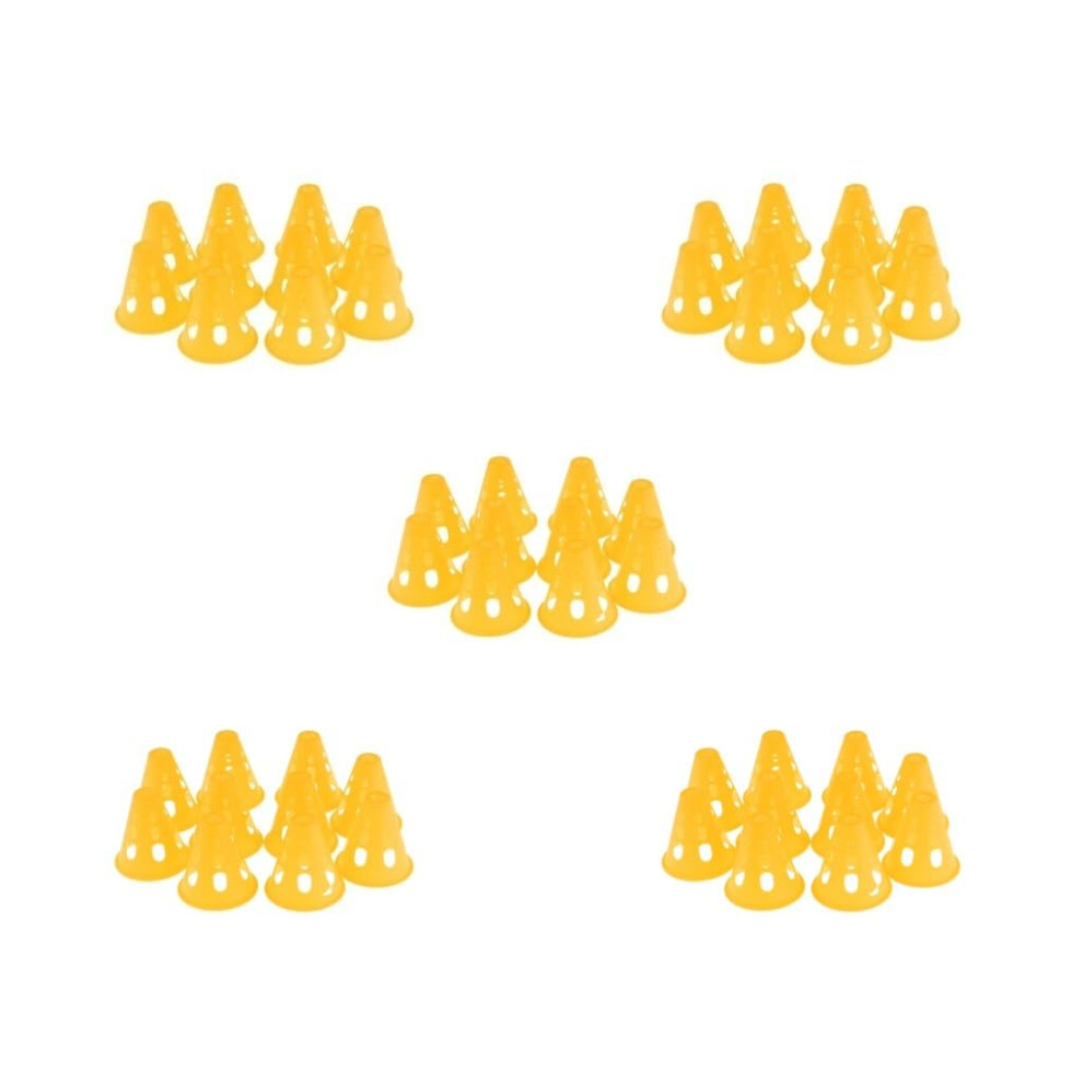 Plastic Windproof Roadblock Cones Set Of 5, 10 Pieces, Yellow Traffic Training Cones For Sports And Events 9365049996846