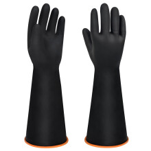 18" Heavy Duty Rubber Gloves, Waterproof Chemical Resistant Gauntlet Gloves for Strong Acid, Alkali, and Oil, Non-Slip (1 Pair)