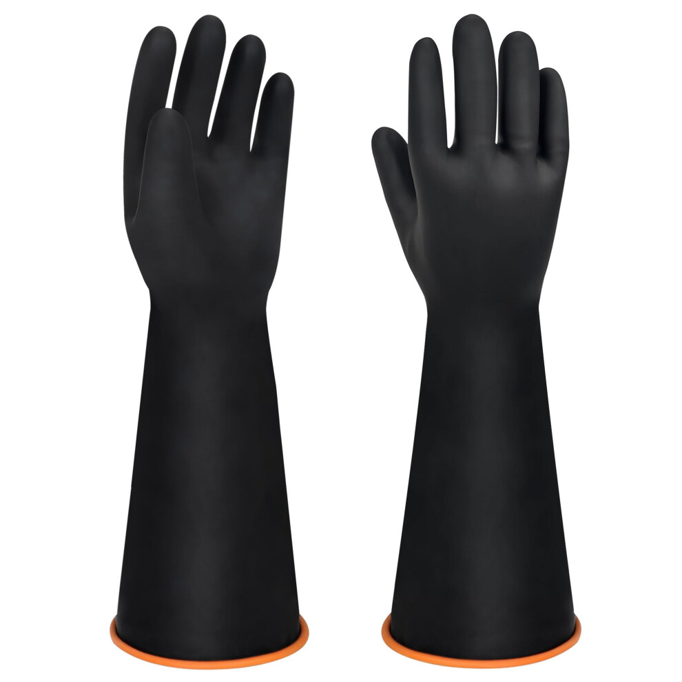 18" Heavy Duty Rubber Gloves, Waterproof Chemical Resistant Gauntlet Gloves For Strong Acid, Alkali, And Oil, Non-Slip (1 Pair) 9189345089763