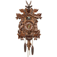 Wall Clock Wooden Painted Modern Cuckoo Clock Bird NowTime Hanging Clock Swinging Pendulum Handmade Decoration Type 3