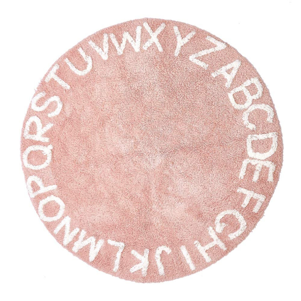 Handmade Abc Alphabet Play Mat Nonslip Learning Rug, Soft Cotton, 1.2M Pink
