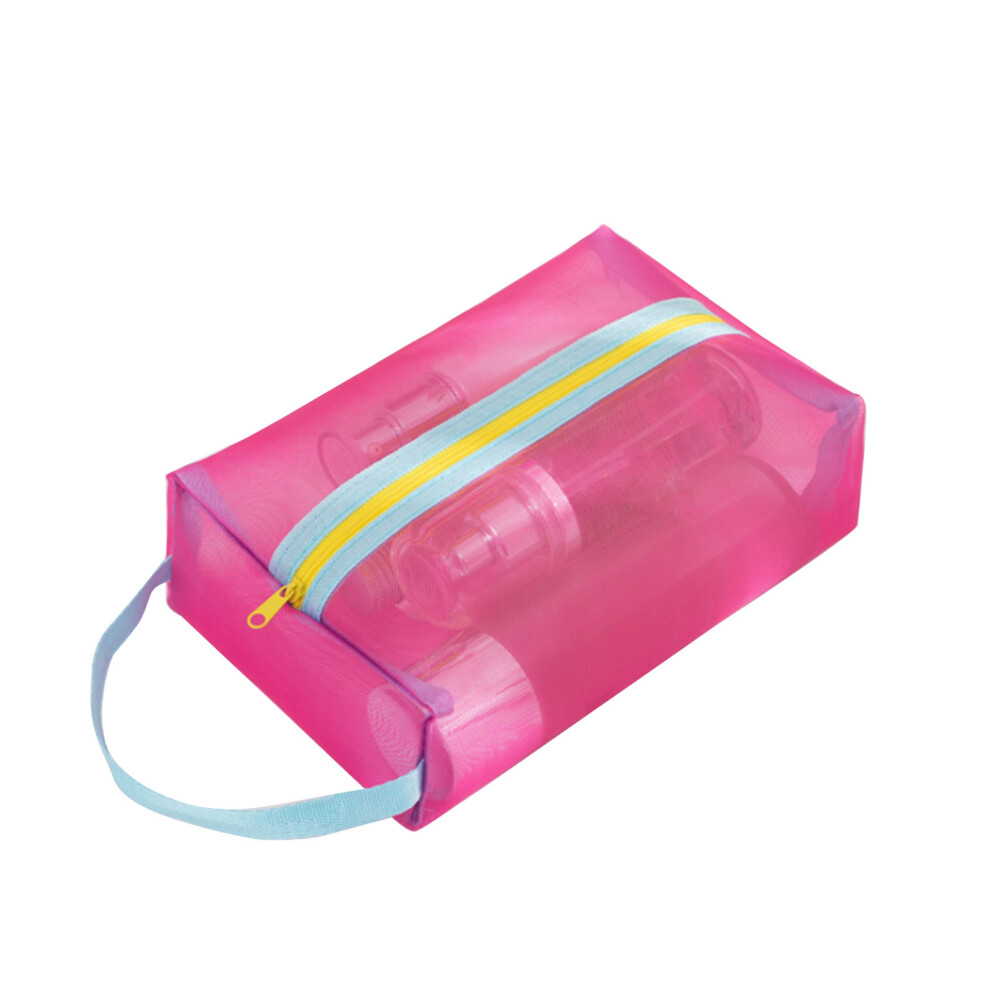 Reusable and Serviceable Chenille Letter Patches Makeup Bag, Well Made and Attractive Mesh Pouch with Zipper Design for Women (14x9x5cm, 20x6x5cm, 20x