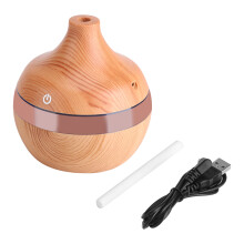 Elegant berøring med trestruktur og aromaterapioljediffuser, kjølig tåkefukter med fargeskiftende LED-lys, bærbar design for hjemmekontorspa